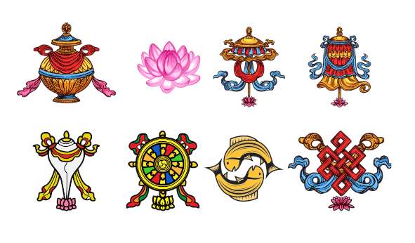Que sont-les 8-signes-auspicieux dans le bouddhisme tibétain